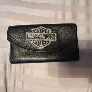 Harley-Davidson Black Leather Bifold Wallet with Embroidered Shield